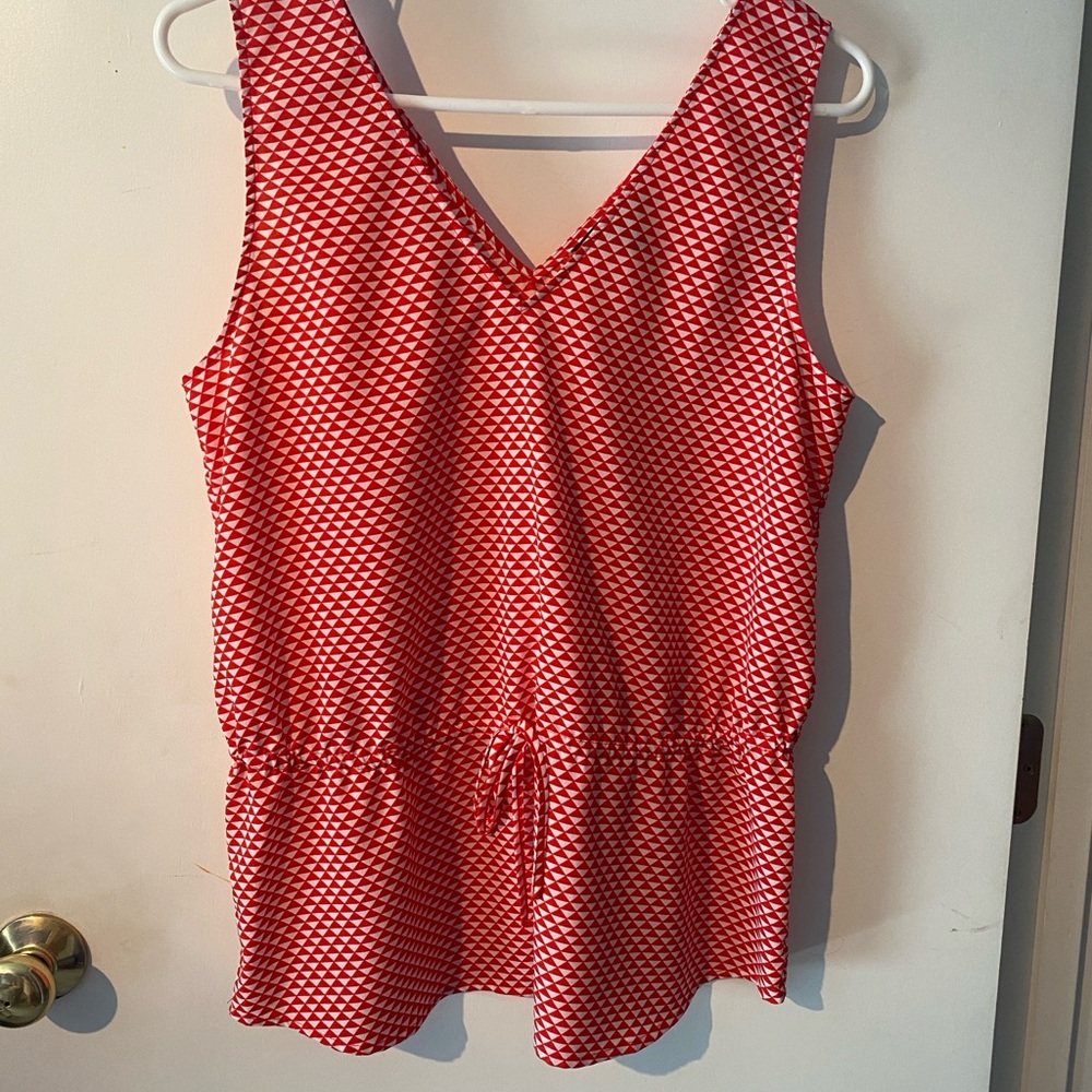Banana Republic Red Geometric Sleeveless Top Size Medium